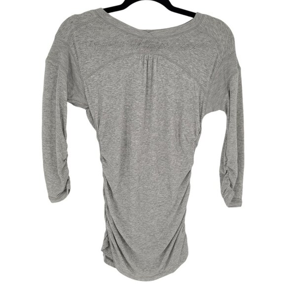 Free people womens large metallic gray semi sheer sweater ruched sides sleeves - Picture 1 of 9